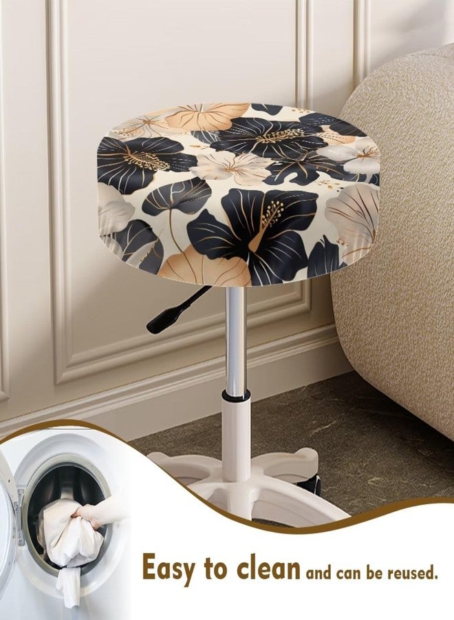Wanzuoeng Hibiscus Print 2 Pieces Bar Stool Covers, High Elastic Anti-Slip Stool Cushion Slipcovers, Washable Round Stool Seat Covers for Round Chairs, 12-16 Inch - Image 5